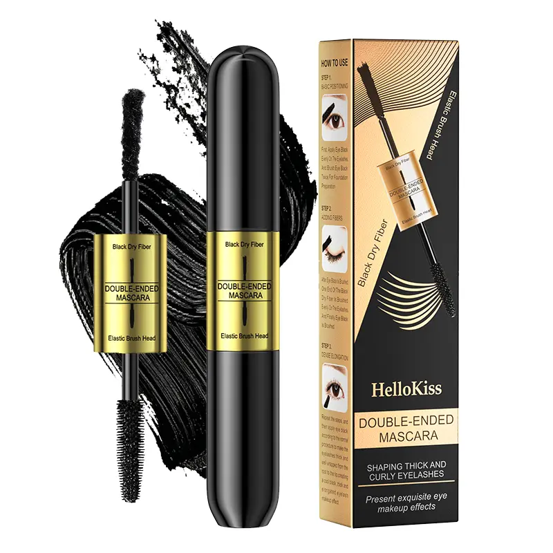 2-in-1 Dual-Ended Fiber Mascara Cosmetic, Waterproof Long-Lasting Formula with Lash Extension & Curl-Hold, Lengthening, Volumizing, Curling, Lifting & Separating Effects, Pro Makeup Tool for Daily Use & Soft Glam