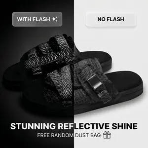 Reflective Slides for Men and Women – Full 3M Reflective Sandals with Adjustable Straps, Arch Support & Anti-Slip Sole, Comfortable Footwear for Wide or Narrow Feet, Light-Up Slide Sandals for Day & Night Wear