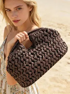 Bohemian Straw Woven Tote Bag, Handmade Raffia Shoulder Bag, Boho Shoulder Bag, Large Capacity, Breathable Lightweight, Perfect for Summer Vacation