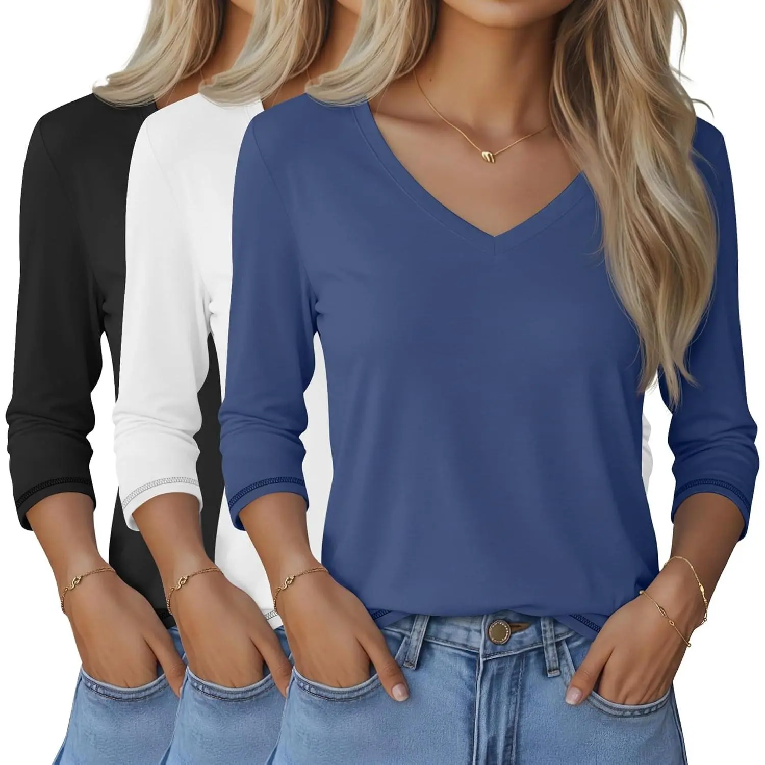 Denim Blue, White, Black