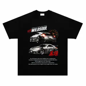 Menswear Unisex 100% Cotton 200GSM Oversized Tshirt, Shortsleeve Breathable Loose-Fit Couple Top, Nissan 350Z Z33 Veilside Widebody JDM Y2K Aesthetic Automotive Graphic, Wild Soul Japanese Streetwear,   cotton graphic tees