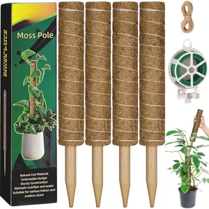 Moss Pole 56 Inch, 4 count Moss Pole Monstera  Support, 17.7 Inch Coir Totem Pole Moss Stick for Climbing  Indoor Monstera Extension,  Potted Creepers to Grow Upwards, 65  Twist Tie