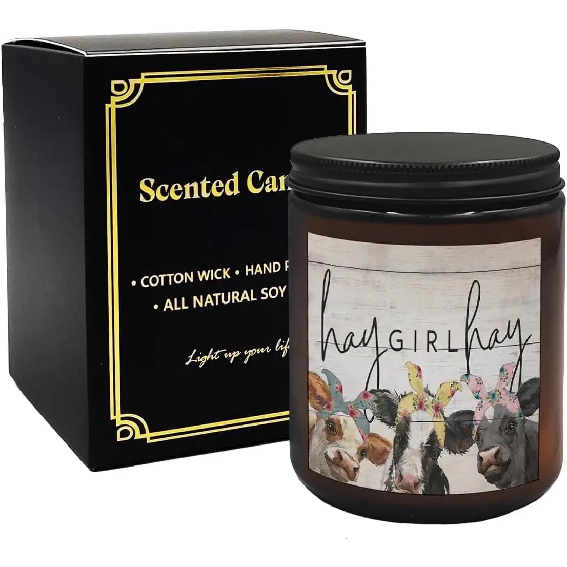 Farmhouse Cow Candle, Cow Gifts for Girls Cow Lovers Women, Cute Cow Stuff, Hay Girl Hay Scented Candles