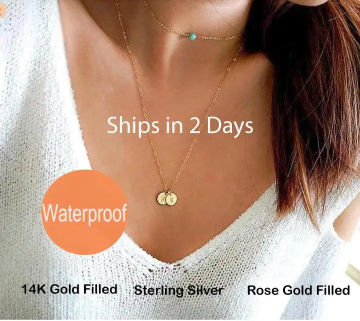 [Made-to-Order] Tiny Personalized Gold Disc Necklace, Dainty initial Necklace, Monogram Disc, Silver disc necklace, Gift for mom, Gift for grandma, T-O-P