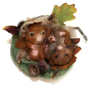 Felting Kit - Dormice with nest Needle Felt Kit