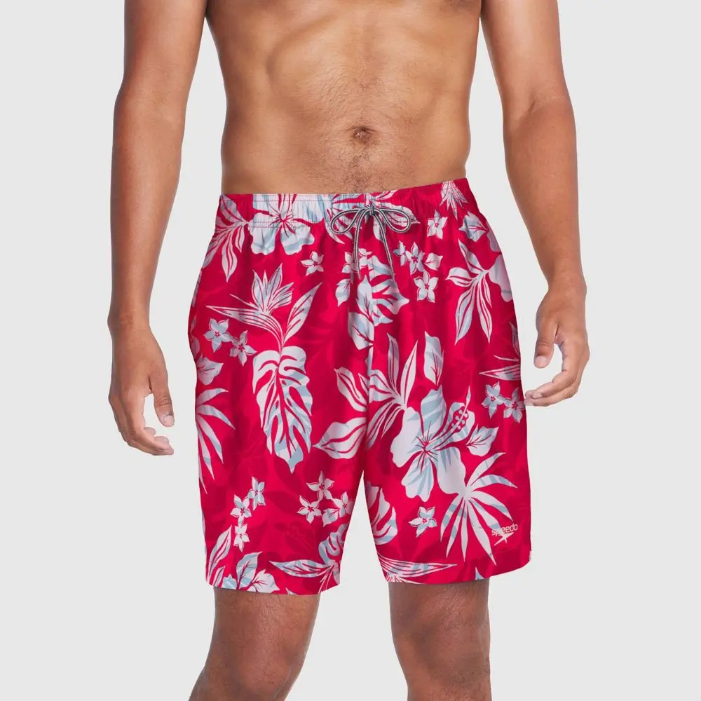 Speedo Men's Swim Trunks Swimwear UPF 50+ 7" Floral Print Shorts, Stretchy Trunk, 18 Inch