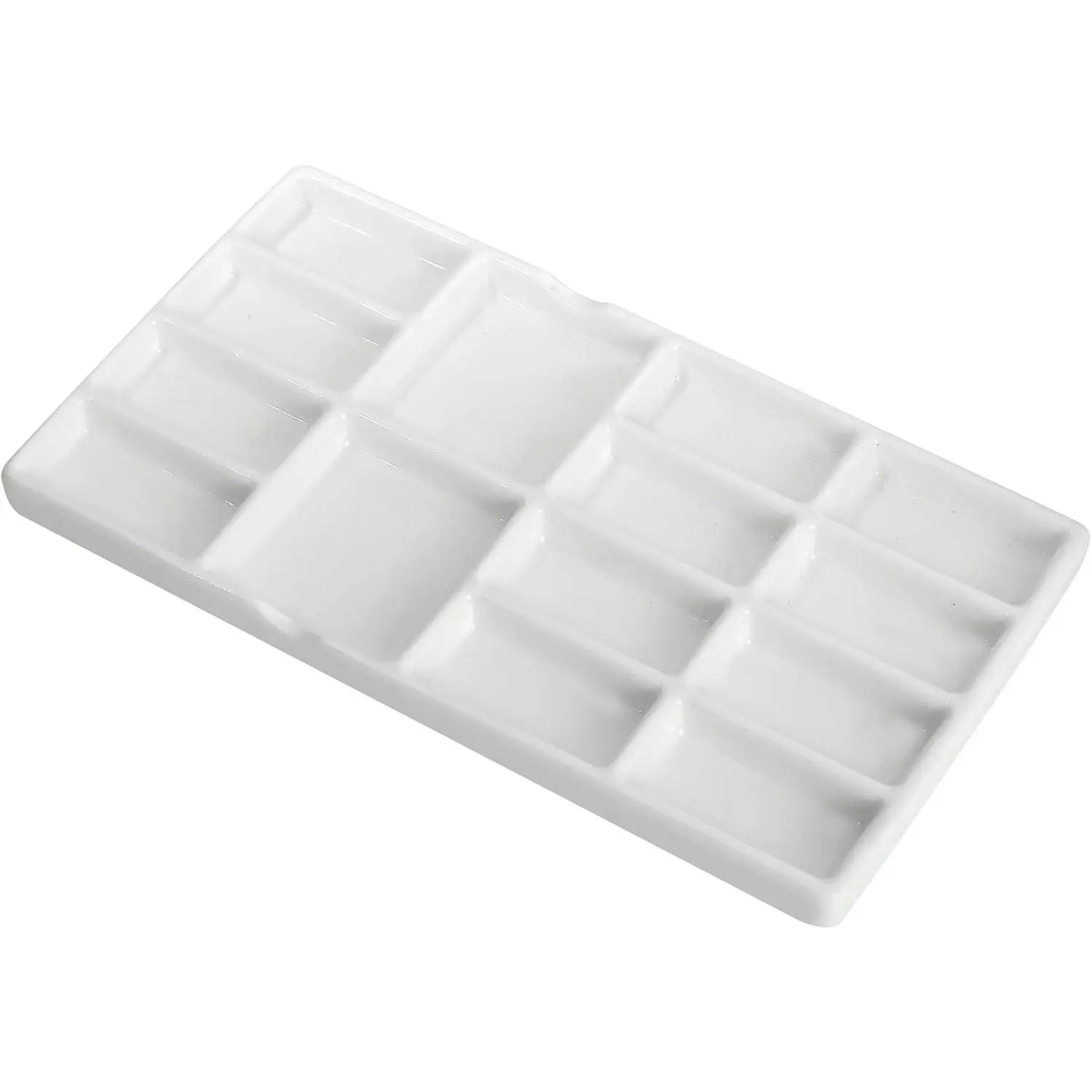 8" Porcelain Watercolor Palette 14 Well Ceramic Artist Paint Palette with Mixing Tray for Painting and Craft Projects