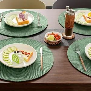 6pcs 15-Inch Round PP Placemats, Washable Non-Slip Heat-Resistant Table Mats for Home Dining Table Decoration, Holiday Parties, and Everyday Use, Dining Table Accessories