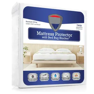All-in-One Bed Bug Blocker Water Resistant Zippered Mattress Protector Twin