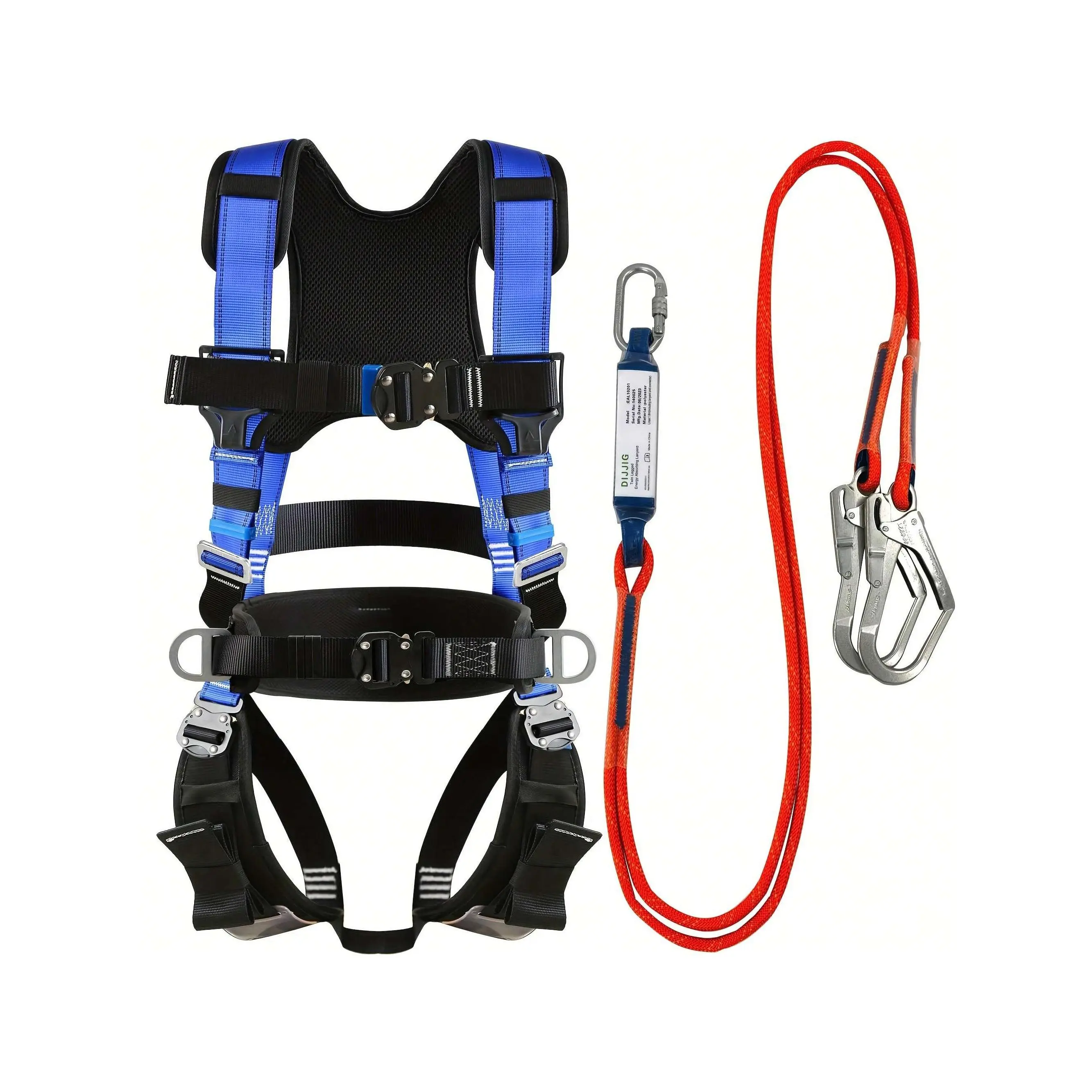 ANSI-Certified Premium Climbing Safety Harness - Fall Protection with Quick Plug, Construction Use - Meets Z359.11-2014 Standard