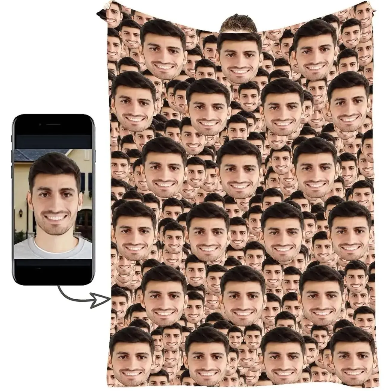 Cozy Custom Photo Face Blanket, Personalized Faces All Over Blanket, Mother's Day Gift,Funny Face Blanket Super Soft Plush Blanket for Couch