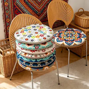 Vintage Ethnic Round Cushion, Bohemian Soft Comfort Chair Pad, Non-Slip Breathable Skin-Friendly, Universal for All Seasons