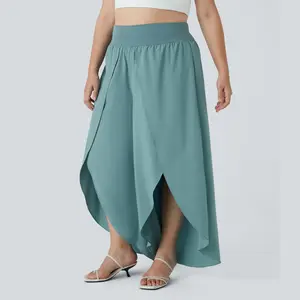 Halara Breezeful High Waisted Back Waistband Pocket Palazzo Flowy Split Wide Leg Quick Dry Casual Plus Size Pants
