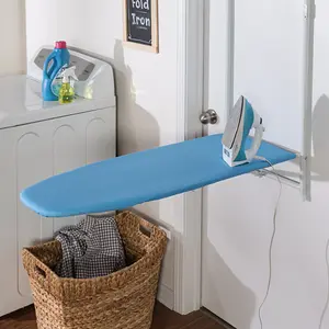 Over The Door Small Ironing Board with Iron Holder, Natural Cotton Cover Blue，Tabletop Ironing Board with Folding Legs, Small Ironing Board with Thick Cotton Cover, Portable Mini Iron Board for Sewing, Craft Room, Household