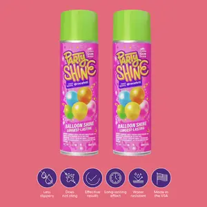 Party Shine Bubble Gum Balloon Shine Spray, Silicone Spray for Latex Balloons, Sweet Bubble Gum Scent, Waterproof, Non-Slip Formula, Balloon Spray Shine Perfect for Party Decorations, Glossy & Shiny, 8oz (2 Pack)