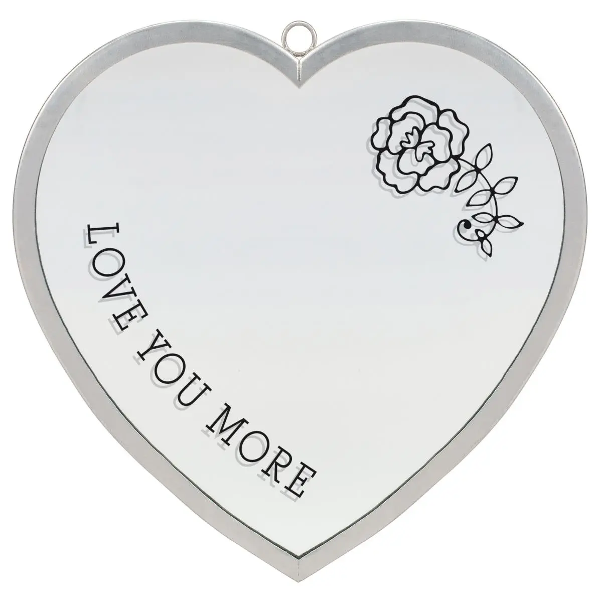 212 MAIN 12x12 In Silver Metal Heart-Shape Glass Wall Mirror, Wall Hanging Floral Decor Mount Bathroom Mirror for Home Improvement, Love You More Accent Fixture