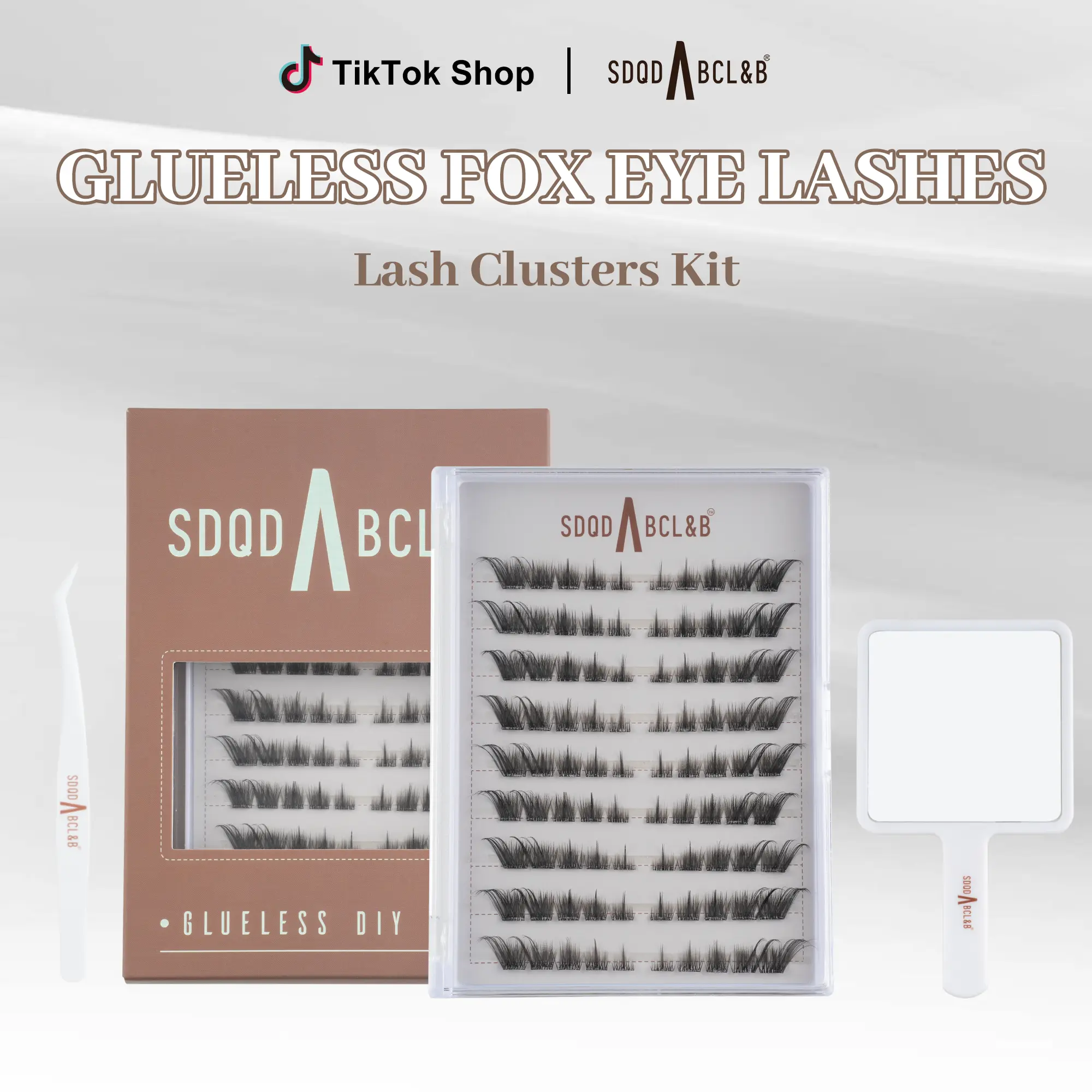 Fox-Style No-Glue Eyelash Set—Natural Volume; Includes Tweezers And A Handheld Mirror; Waterproof And Sweatproof; No Glue Needed; Beginner-Friendly; Lightweight Fox-Eye Lash Clusters; Unique Pointed “Elf” Lashes.
