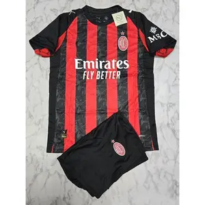AC Milan 2025/26 Home and Away Full Set Soccer Kit, Serie A Premium Fabric Match Style Set V