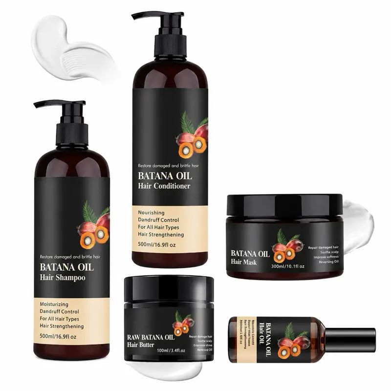 BATANA OIL Hair Kit Set - Nourishing Shampoo, Conditioner, Mask, Butter & Oil for All Hair Types - 500ml/16.91 fl oz