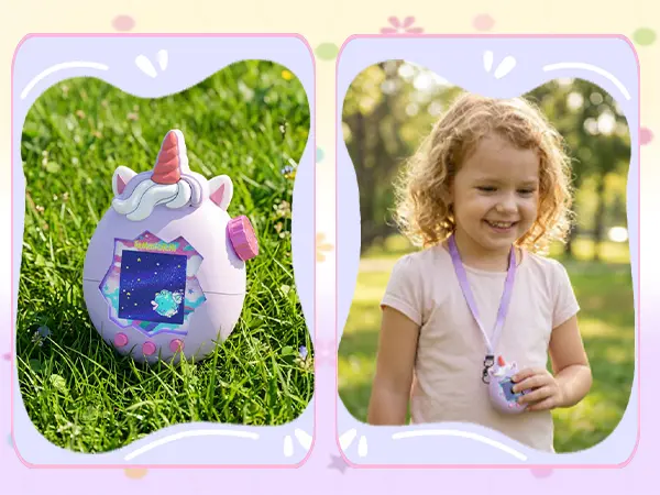 [Halloween Gifts] OAJ Aesthetic Adorable Angel Design Liquid Silicone Case for Handheld Tamagotchi Paradise Virtual Pet - Shock-proof, Anti-scratch Full-body Premium Soft Protection Cover, 1 Matching Lanyard, Kawaii Gaming Accessory (Device Not Included)