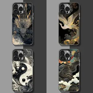 Auspicious Dragon and Phoenix Couple Good Luck Phone Case for IPhone 17 16 15 14 13 12 11 Pro Max Plus Air Protective Cool Chinese Pattern Drop-proof Gift Unique Design