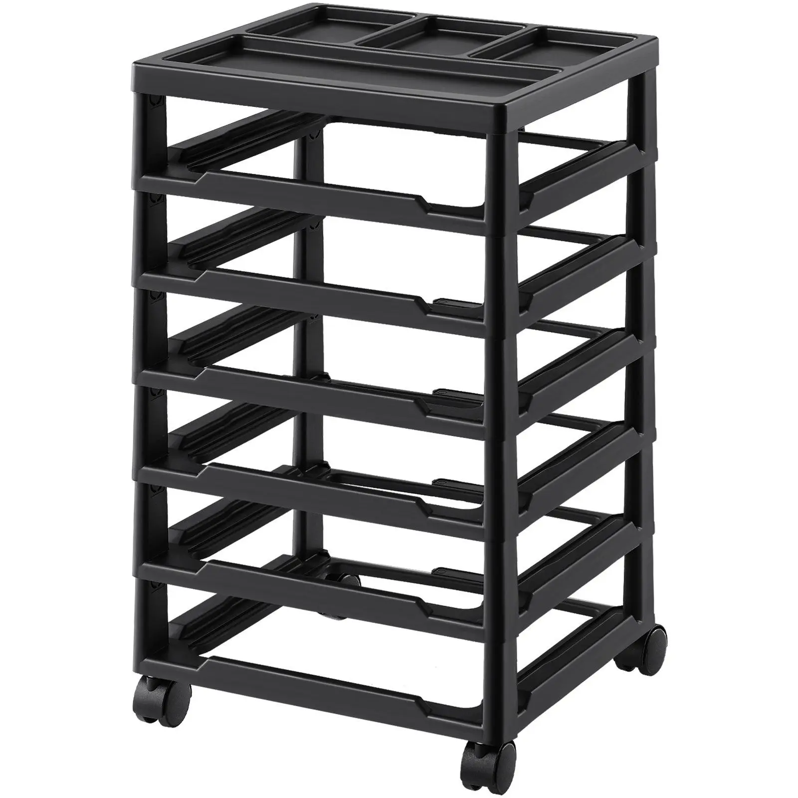 VEVOR Scrapbook Rolling Storage Cart 6-Tier Large Capacity with Organizer Top Black