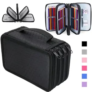 Large Capacity Portable Pencil Case, 2/3/4 Layers with 32/52/72 Slots, Ideal for Colored Pencils, Perfect for Drawing and Sketching Supplies