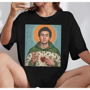 Unique Tee Showcasing a Reverential Figure with Heart Motif Unisex Top