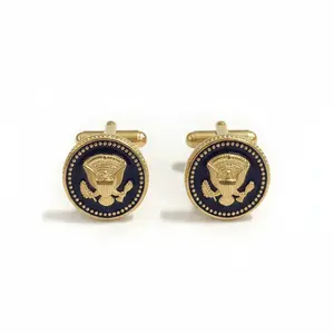 President Jimmy Carter 24k Gold Plated Presidential Eagle Coin Blue Cobalt Cufflinks Set