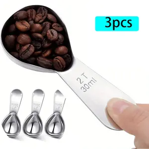 3 Pieces Coffee Scoop Tablespoon Measuring Spoons Stainless Steel Coffee Scoops Short Handle Tablespoon for Tea Sugar Kitchen Gifts(30 ml,Silver)