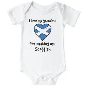 I Love My Grandma For Making Me Scottish Funny Cute Scotland Heart Flag Baby Bodysuit