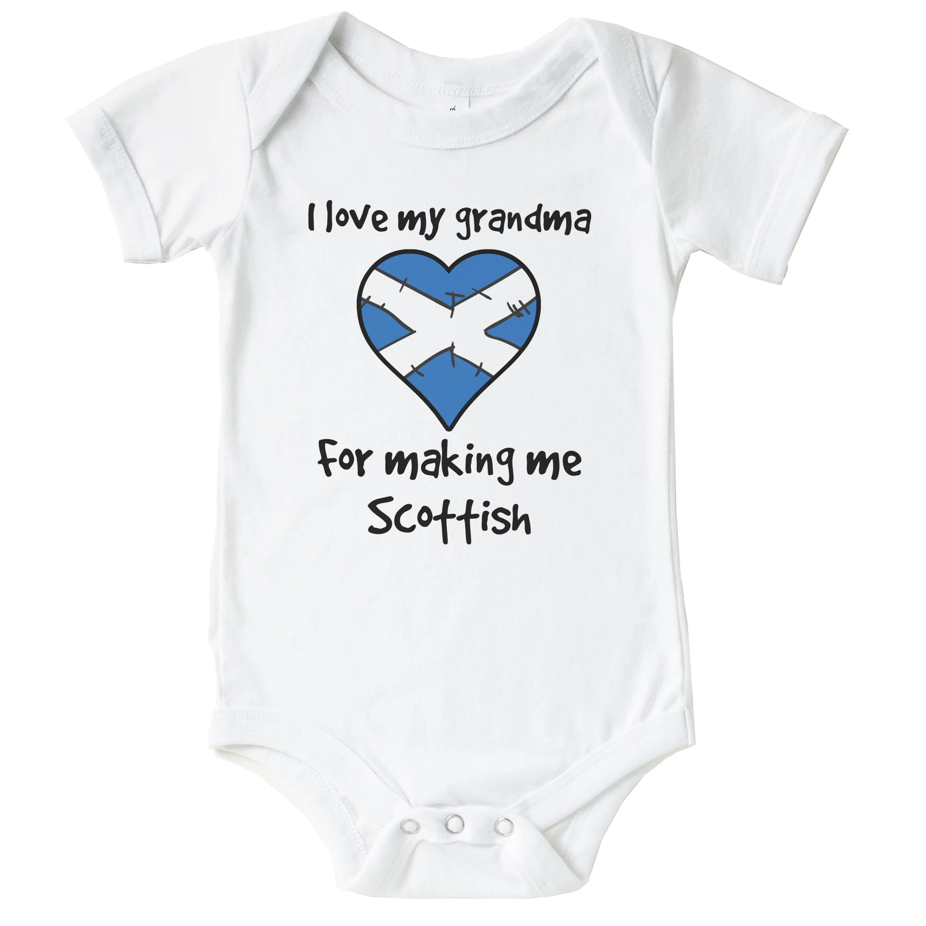 I Love My Grandma For Making Me Scottish Funny Cute Scotland Heart Flag Baby Bodysuit