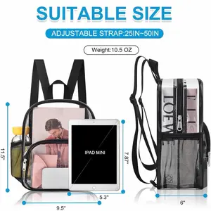 Busiuw Kids' Clear Backpack, Stadium-Approved 12x12x6 in with Front Pocket, for Concert & Travel (Fashion Accessory for Kids)