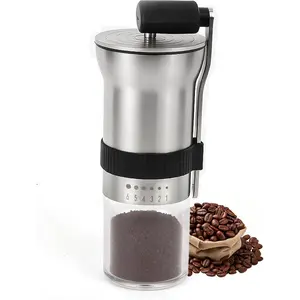 Manual Coffee Grinder with Ceramic Burr, 1.12oz Capacity Handheld Mill for Espresso, Drip, French Press, Cold Brew, 6 Adjustable Settings, Quiet & Portable for Home Use