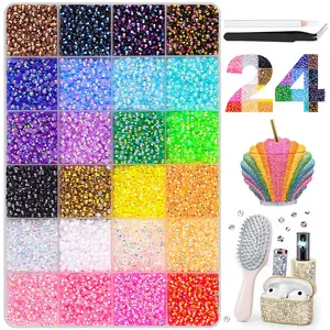 [Mother's Day Gifts ideas] 30000Pcs 24-Colors 3mm Jelly Flatback Rhinestones, Bedazzling Kit with Nail Art, Shoes & DIY Diamond Art, DIY Craft Supplies, Bling Gems, Phone Case Decoration,Fashion Accessories,Ultimate Creative Gift for Her