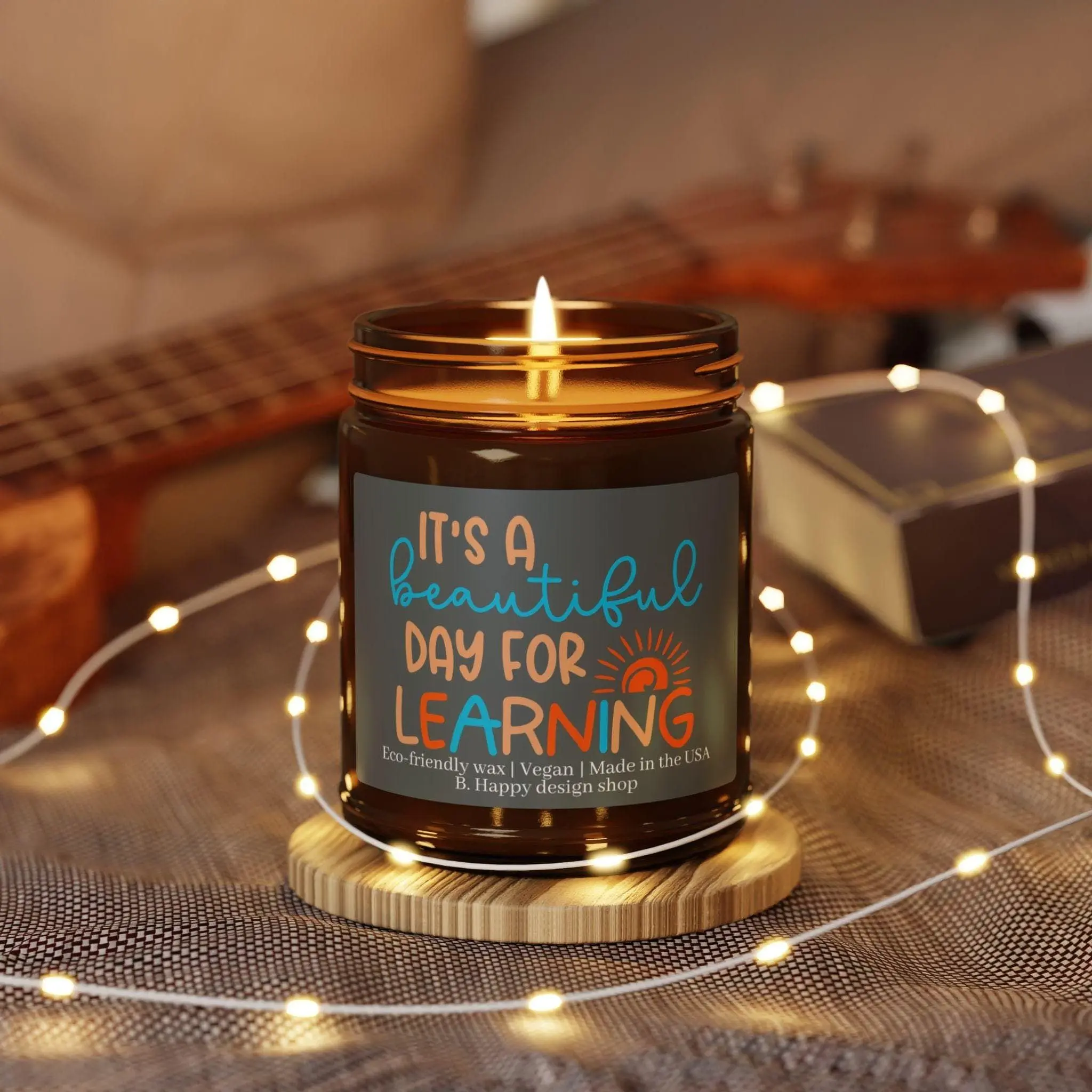 Teacher Appreciation Gift, School Candle, Amber Jar, Learning Candles, Teacher Gifts, Multi-Size Candle, homeschool mom, homeschool gift
