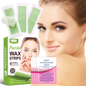 SUMAX Facial Wax Strips Hypoallergenic for All Skin Types Women's Wax Remover with Olive Oil 30 Strips for 6 Weeks Hair Free Skin