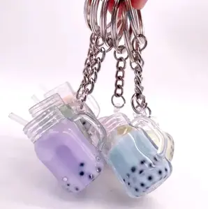 Cute Boba Drink Keychain | Bubble Tea Car Accessory | Matcha Taro Strawberry Colors | Tapicoa Pearl Lover Gift | Cute Car Accessory