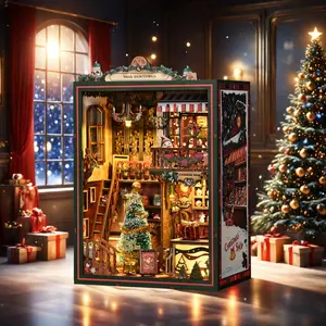 DIY Book Nook Kit, Miniature House Model Set, 3D Wooden Puzzle, Desk Decoration, Birthday Gift, Christmas Present, Home Decor