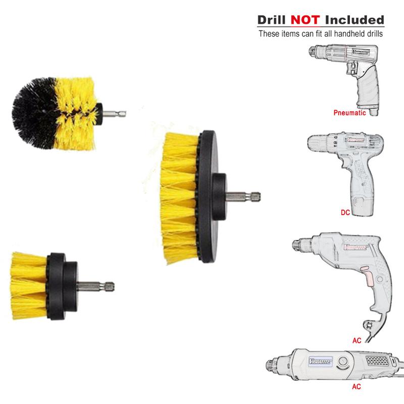 3Pcs/5Pcs Electric Scrubber Brush Drill Brush Kit Power Drills Scrubber Brush For Carpet Glass Car Tires Nylon Brushes 2/3.5/4''