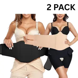 360° Lipo Ab Board Set 2-Pack – Post Surgery Belly & Waist Compression (Black & Beige)