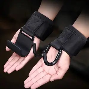 Pull-Up Bar Hook Fitness Equipment Training Aid with Barbell Deadlift Non-Slip Double Hook Wrist Guard