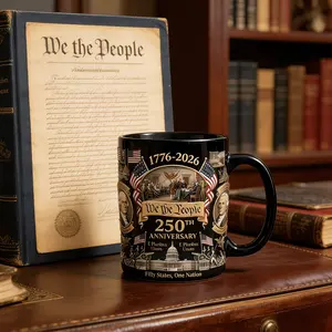 American Independence Day Commemorative Mug, Ceramic, Celebrate Us Founding Anniversary, July 4th Patriotic Gift, Collectible Souvenir