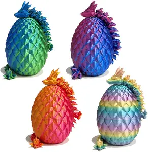 4PCS 3D Printed Dragon Egg, Dragon Eggs with Dragon Inside, Crystal Dragon Fidget Toys, Full Articulated Dragon, Fidget Toys for Autism/ADHD