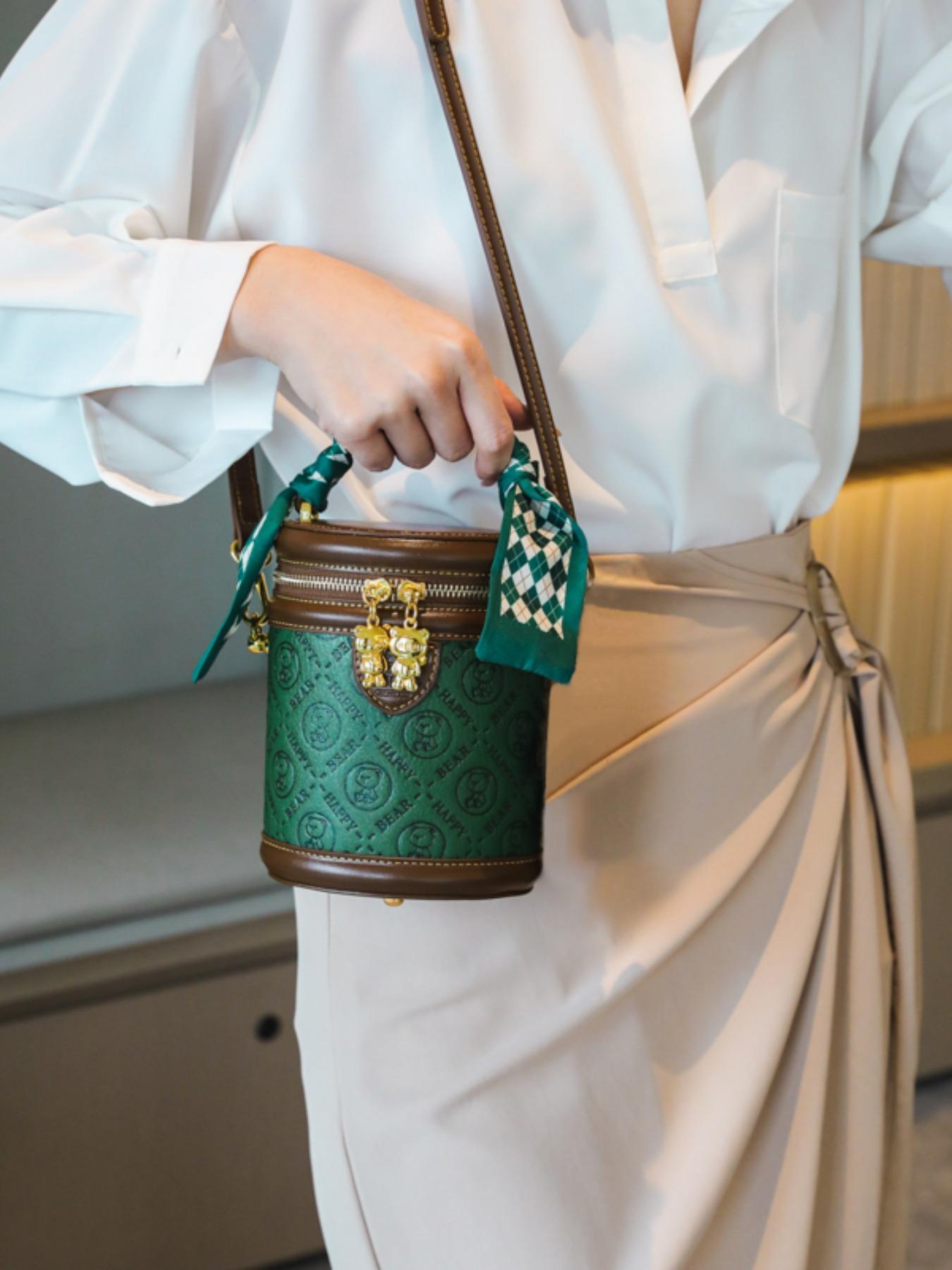 Fashion Colorblock Bucket Bag, Casual Pu Leather Zipper Crossbody Bag for Women, Casual Trendy Versatile High-quality Daily Commuting Bag, Girl Fashionable Shopping Bag, Fashionable Patterned Bag