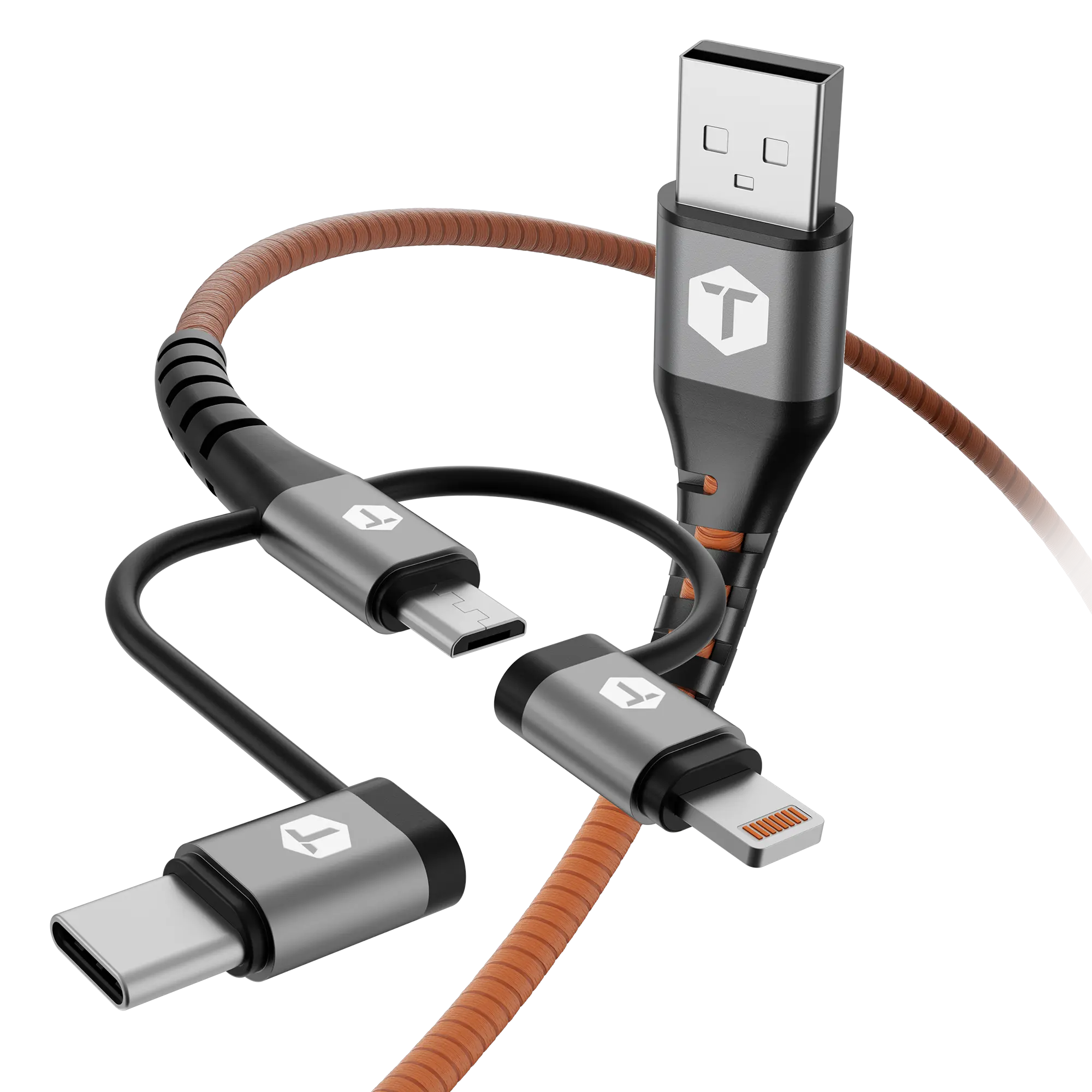 ToughTested Armor Flex 4 ft 3-in-1 Charging Cable