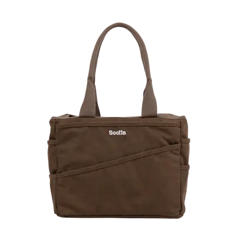 Soolla® Studio Bag, Coffee Bean – 30-Pocket Canvas Organizer for Pottery, Art, Knitting & Crochet