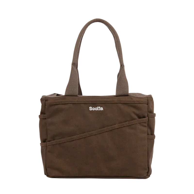 Soolla® Studio Bag, Coffee Bean – 30-Pocket Canvas Organizer for Pottery, Art, Knitting & Crochet