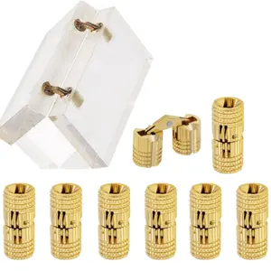 8pcs Copper Barrel Hinges | Classic Style Hardware, 8mm Cylindrical Invisible Brass Cabinet Hinges for Gift Boxes & Furniture