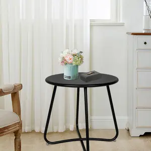 2026 Modern Round Metal Side Table Outdoor Patio Coffee Table Small End Table for Living Room Bedroom Balcony Couch Snack Stand